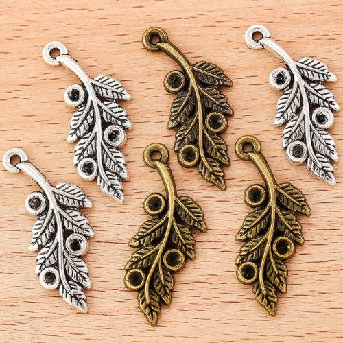 Tibetan Style Leaf Pendants, plated, DIY, more colors for choice, 32x14mm, 100PCs/Bag, Sold By Bag