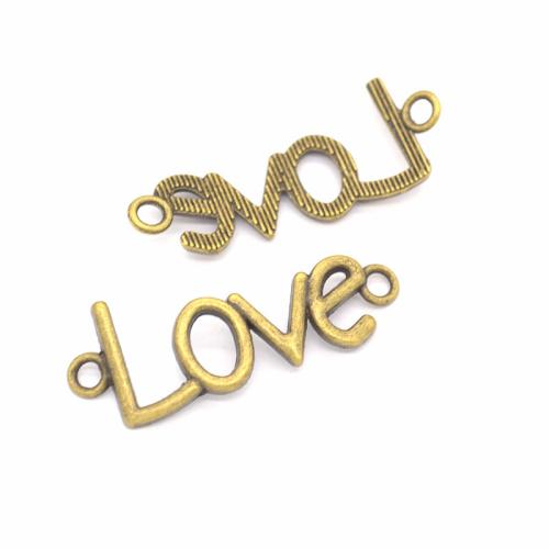 Letter Tibetan Style Connector, Alphabet Letter, plated, DIY & 1/1 loop, more colors for choice, 39x15mm, Sold By Bag