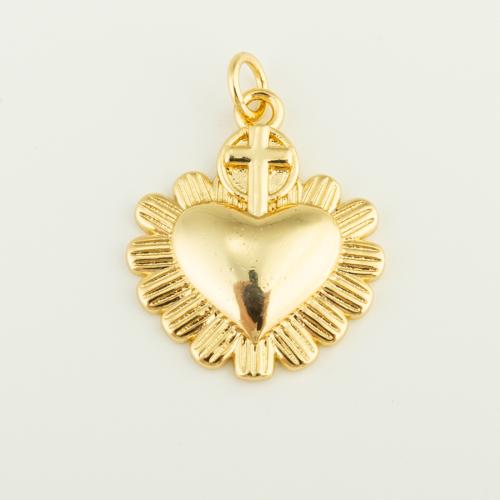 Brass Heart Pendants, gold color plated, DIY, nickel, lead & cadmium free, 21x18x3mm, Sold By PC