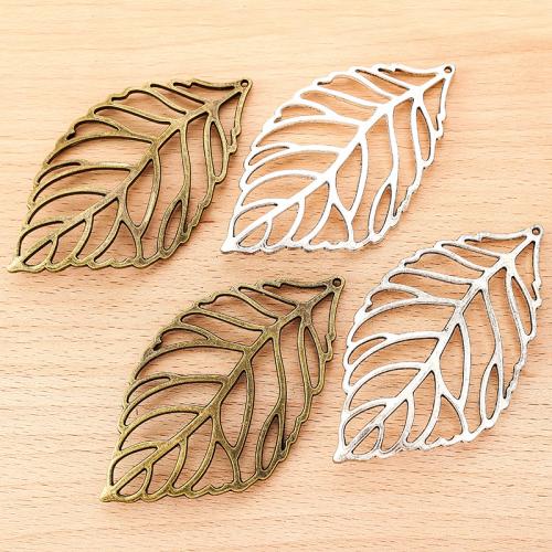 Tibetan Style Leaf Pendants, plated, DIY, more colors for choice, 92x50mm, 100PCs/Bag, Sold By Bag