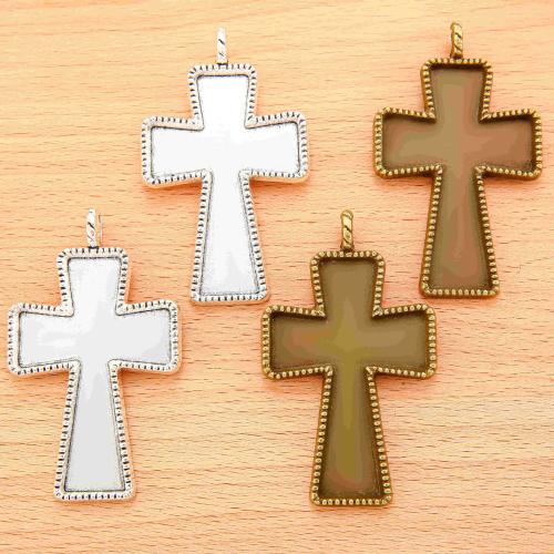 Tibetan Style Pendant Cabochon Setting, Cross, plated, DIY, more colors for choice, 74x44mm, 100PCs/Bag, Sold By Bag