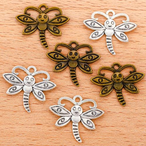 Tibetan Style Animal Pendants, Dragonfly, plated, DIY, more colors for choice, 25x22mm, 100PCs/Bag, Sold By Bag