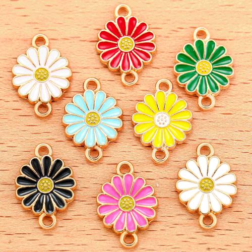 Fleur Tibetan Style connecteur, alliage de zinc, Placage de couleur d'or, DIY & émail & boucle de 1/1, plus de couleurs à choisir, 17x12mm, 100PC/sac, Vendu par sac