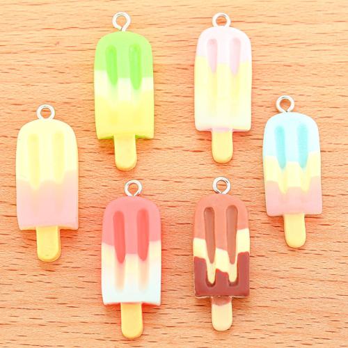 Tibetan Style Pendants, Resin, Ice Cream, plated, DIY, more colors for choice, 32x12mm, 100PCs/Bag, Sold By Bag