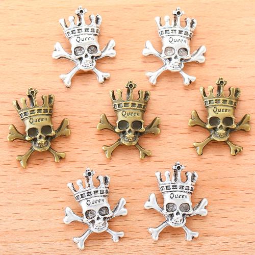 Tibetan Style Skull Pendants, plated, DIY, more colors for choice, 22x18mm, 100PCs/Bag, Sold By Bag