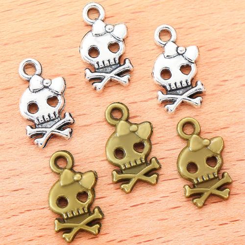 Tibetan Style Skull Pendants, plated, DIY, more colors for choice, 16x9mm, 100PCs/Bag, Sold By Bag