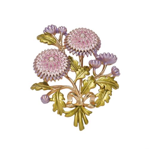 Zinklegierung Broschen, Blume, plattiert, Modeschmuck & Emaille, violett, frei von Nickel, Blei & Kadmium, 48x48mm, verkauft von PC