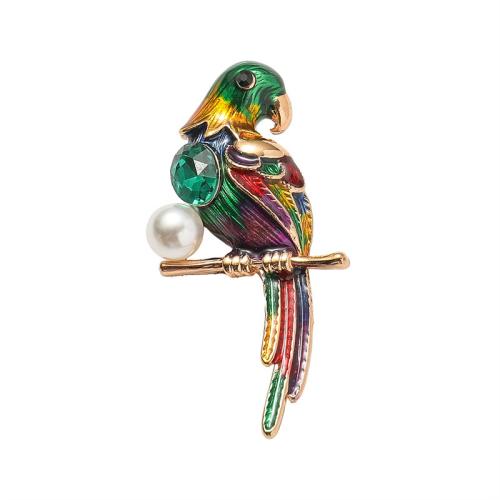 Tibetan Style Brooches, Bird, plated, fashion jewelry & enamel & with rhinestone, more colors for choice, nickel, lead & cadmium free, 47x24mm, Sold By PC