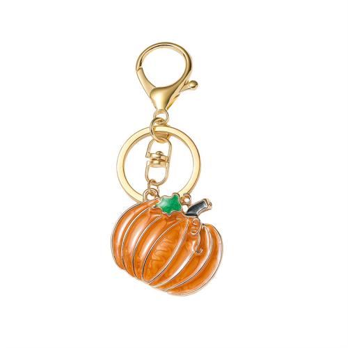 Tibetan Style Key Clasp, Pumpkin, plated, fashion jewelry & enamel, orange, nickel, lead & cadmium free, Sold By PC