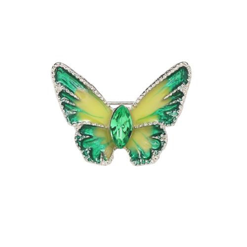 Tibetan Style Brooches, Butterfly, plated, fashion jewelry & enamel & with rhinestone, more colors for choice, nickel, lead & cadmium free, 18x24mm, Sold By PC