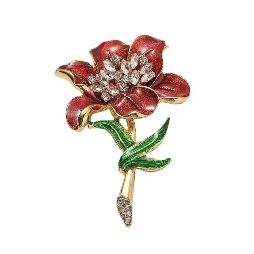 Tibetan Style Brooches, Flower, plated, fashion jewelry & enamel & with rhinestone, more colors for choice, nickel, lead & cadmium free, 78x52mm, Sold By PC