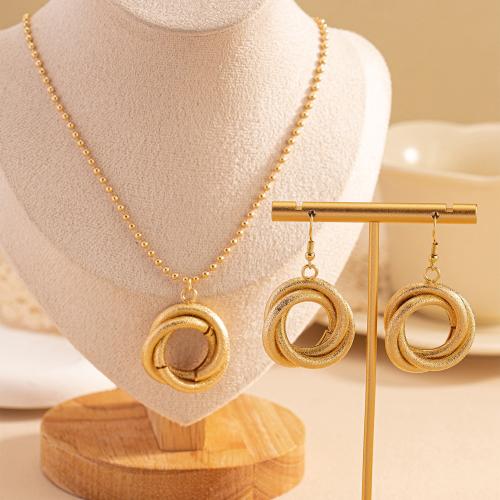 Tibetan Style Jewelry Sets, earring & necklace, plated, for woman, gold, Sold By Set