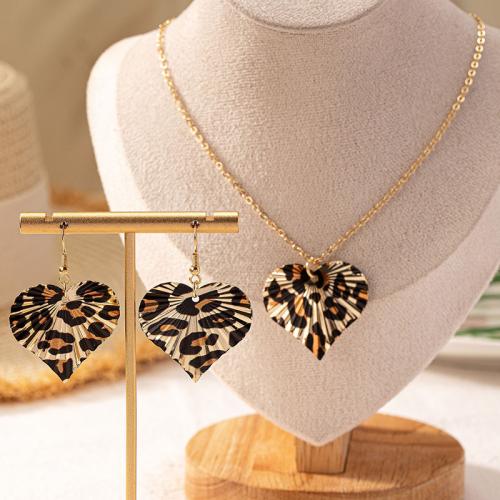 Tibetan Style Jewelry Sets, earring & necklace, Heart, plated, for woman, gold, Sold By Set