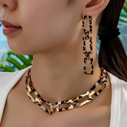 Tibetan Style Jewelry Sets, earring & necklace, plated, for woman, gold, Sold By Set