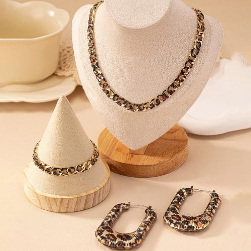 Tibetan Style Jewelry Sets, bracelet & earring & necklace, plated, for woman, gold, Sold By Set