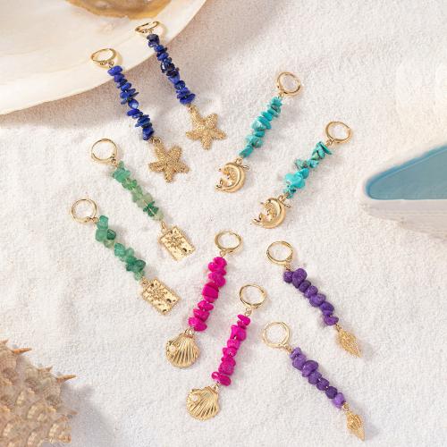 Tibetan Style Drop Earrings, with Gemstone & Plastic Pearl, plated, different styles for choice & for woman, more colors for choice, Sold By Pair