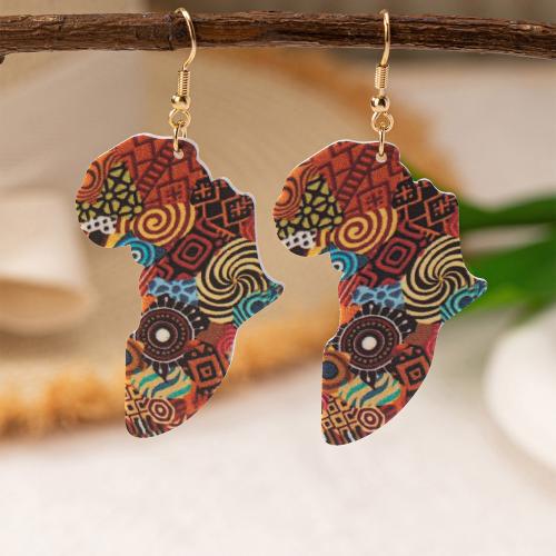 Tibetan Style Drop Earrings, with Acrylic, plated, for woman, gold, Sold By Pair