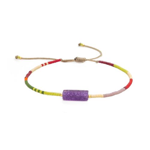 Moda crear pulseras de cordón de cera, con Seedbead & Piedra natural, diferentes materiales para la opción & para mujer, más colores para la opción, Vendido por UD