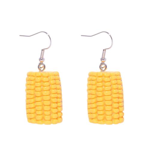 Iron Earring, with Resin, plated, different styles for choice & for woman, yellow, Sold By Pair