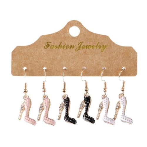 Boucles d'oreilles en alliage de zinc, Placage, trois pièces & pavé de micro zircon & pour femme & émail, doré, Vendu par fixé