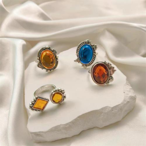 Tibetan Style Finger Ring, with Gemstone, plated, different styles for choice & for woman, more colors for choice, Sold By PC