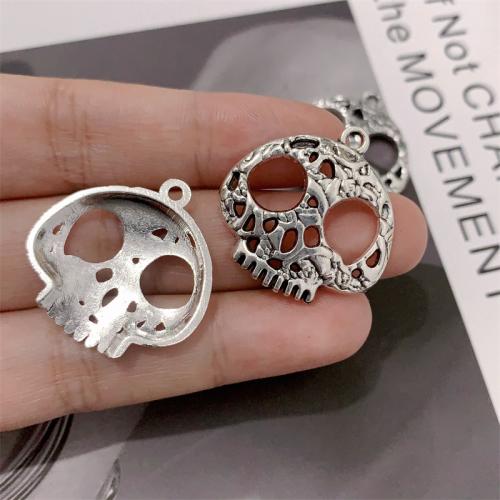 Tibetan Style Skull Pendants, antique silver color plated, DIY, 27x27mm, 100PCs/Bag, Sold By Bag