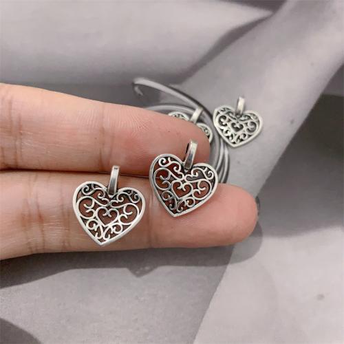 Tibetan Style Heart Pendants, antique silver color plated, DIY, 14x16mm, 100PCs/Bag, Sold By Bag