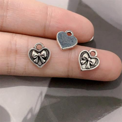 Tibetan Style Heart Pendants, antique silver color plated, DIY, 10x11mm, US Ring Size:1, 100PCs/Bag, Sold By Bag