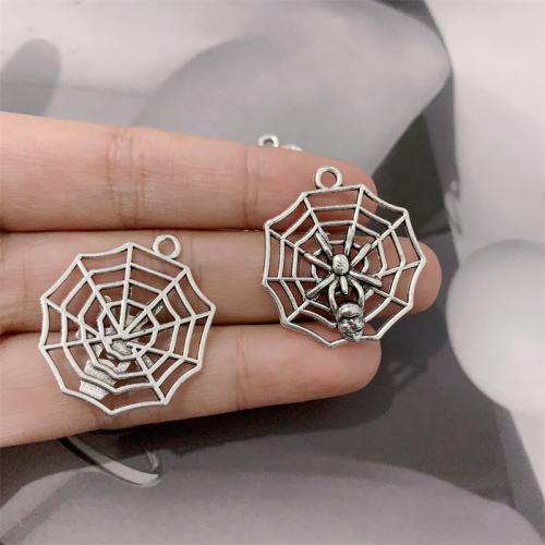 Tibetan Style Pendants, Spider Web, antique silver color plated, DIY, 27x30mm, 100PCs/Bag, Sold By Bag