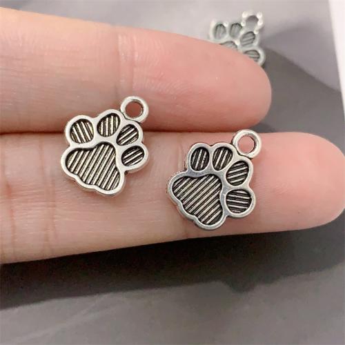 Pendentifs en alliage de zinc, bear Paw, Plaqué de couleur d'argent, DIY, 12x15mm, 100PC/sac, Vendu par sac