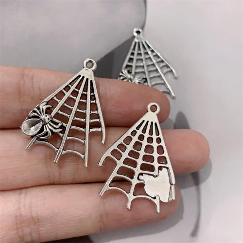 Tibetan Style Pendants, Spider Web, antique silver color plated, DIY, 23x31mm, 100PCs/Bag, Sold By Bag