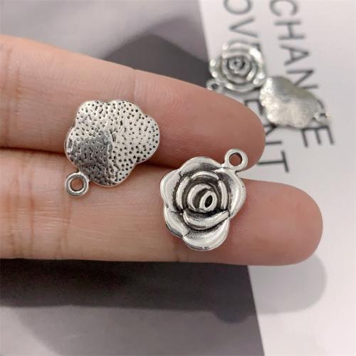 Zinklegierung Blume Anhänger, Rose, antik silberfarben plattiert, DIY, 13x17mm, 100PCs/Tasche, verkauft von Tasche