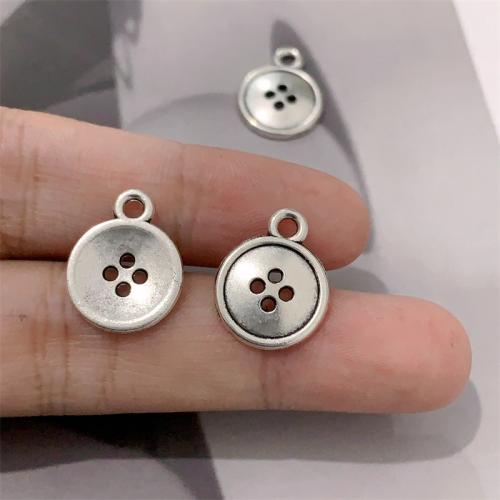 Tibetan Style Pendants, Button Shape, antique silver color plated, DIY, 13x17mm, 100PCs/Bag, Sold By Bag