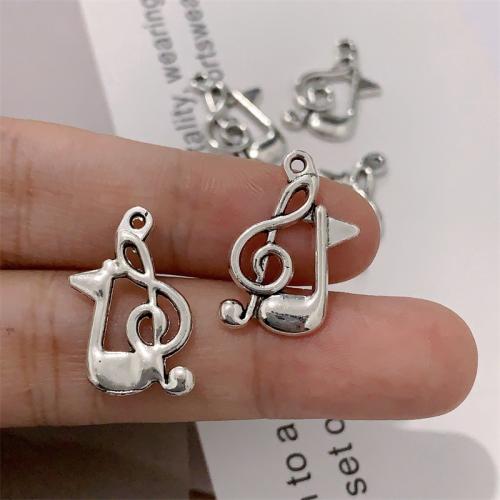 Tibetan Style Pendants, Music Note, antique silver color plated, DIY, 15x21mm, 100PCs/Bag, Sold By Bag