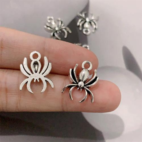 Tibetan Style Animal Pendants, Spider, antique silver color plated, DIY, 13x17mm, 100PCs/Bag, Sold By Bag