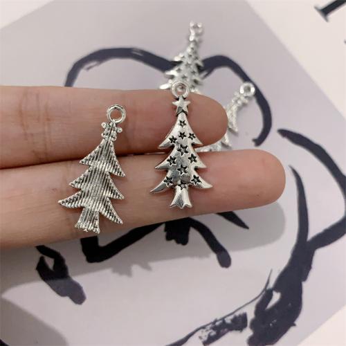 Tibetan Style Pendants, Christmas Tree, antique silver color plated, DIY, 14x28mm, 100PCs/Bag, Sold By Bag