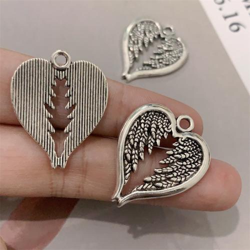 Wing Shaped Tibetan Style Pendants, antique silver color plated, DIY, 24x29mm, 100PCs/Bag, Sold By Bag