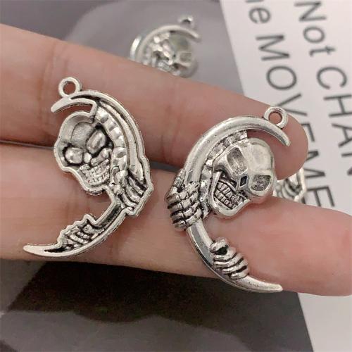 Tibetan Style Skull Pendants, antique silver color plated, DIY, 24x27mm, 100PCs/Bag, Sold By Bag