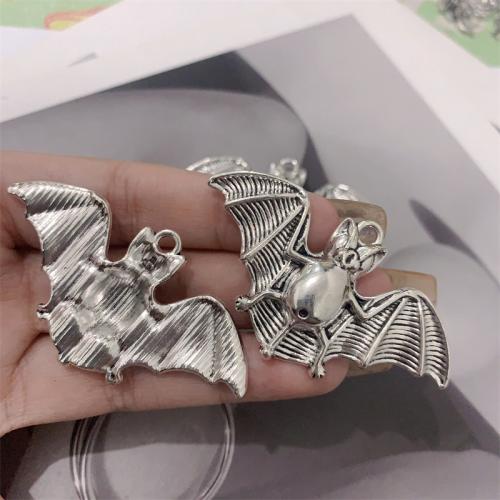 Pendentifs animaux en alliage de zinc, Chauve-souris, Plaqué de couleur d'argent, DIY, 60x33mm, 100PC/sac, Vendu par sac