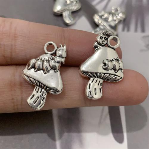 Tibetan Style Pendants, mushroom, antique silver color plated, DIY, 16x25mm, 100PCs/Bag, Sold By Bag