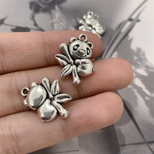 Tibetan Style Animal Pendants, Panda, antique silver color plated, DIY, 16x20mm, 100PCs/Bag, Sold By Bag