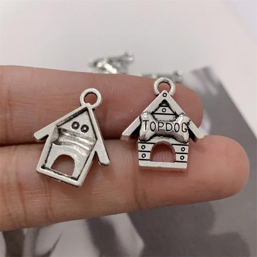 Tibetan Style Pendants, House, antique silver color plated, DIY, 17x19mm, 100PCs/Bag, Sold By Bag