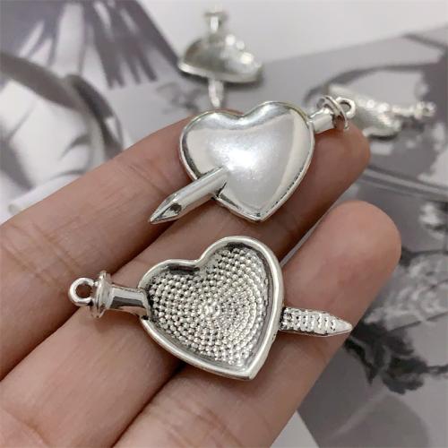 Pendentifs coeur en alliage de zinc, Plaqué de couleur d'argent, DIY, 34x20mm, 100PC/sac, Vendu par sac