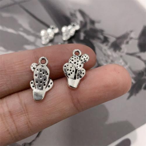 Tibetan Style Pendants, Opuntia Stricta, antique silver color plated, DIY, 10x16mm, 100PCs/Bag, Sold By Bag