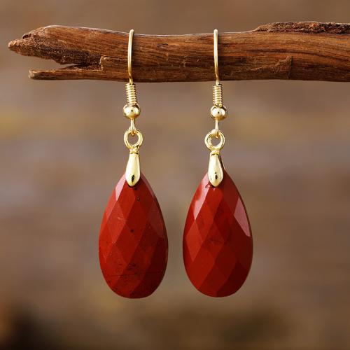 Gemstone Drop Earring, with Brass, Teardrop, Bohemian style & different materials for choice & for woman, 14x58mm, Sold By Pair