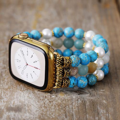 Impression Jasper Watch Bracelet, with Plastic Pearl & 304 Stainless Steel, multilayer & Unisex & different size for choice, Sold By PC