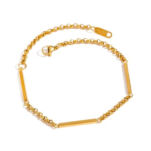 Stainless Steel Jewelry Bracelet, 304 Stainless Steel, with 5cm extender chain, 18K gold plated, fashion jewelry & for woman, golden, Length:Approx 16.5 cm, Sold By PC