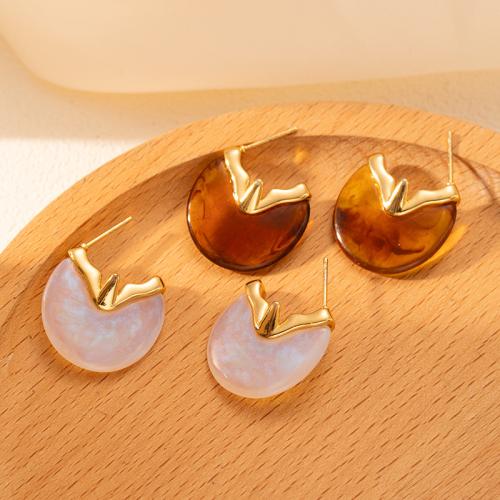 Titanium Steel  Earring, with Resin, fashion jewelry & for woman, more colors for choice, 21x31mm, Sold By Pair