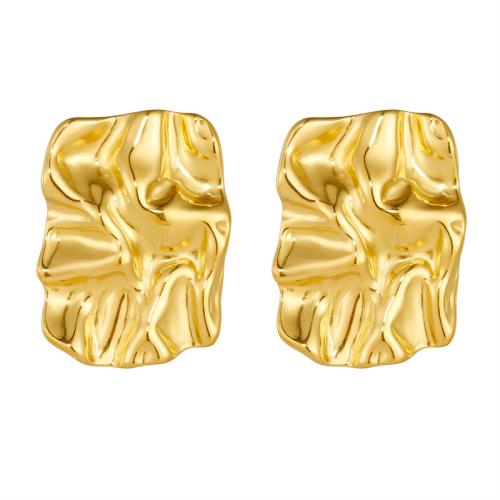 Stainless Steel Stud Earrings, 304 Stainless Steel, fashion jewelry & for woman, golden, 31x25mm, Sold By Pair