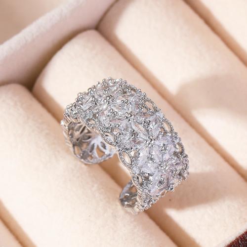 Cubic Zirconia Micro Pave Brass Ring, fashion jewelry & micro pave cubic zirconia & for woman, more colors for choice, Sold By PC